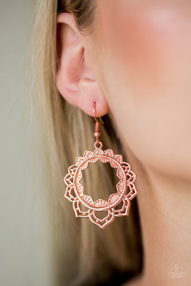 Paparazzi Modest Mandalas Copper Earrings