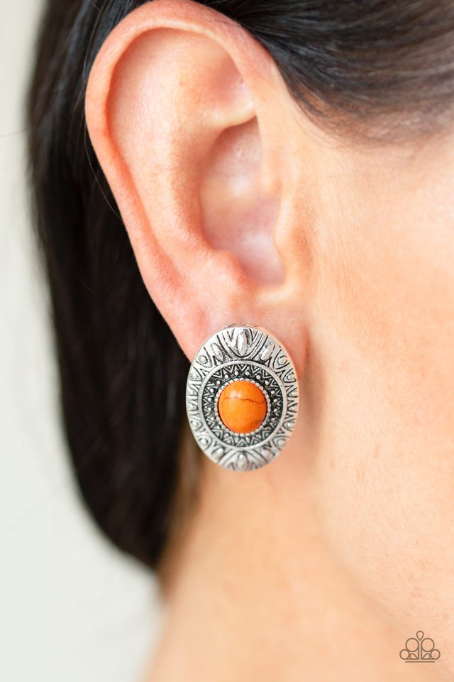 Paparazzi Stone Tiki Orange Earrings