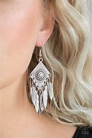 Paparazzi Western Rattler Silver Earrings