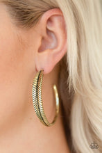Load image into Gallery viewer, Paparazzi Funky Feathers Brass Earrings
