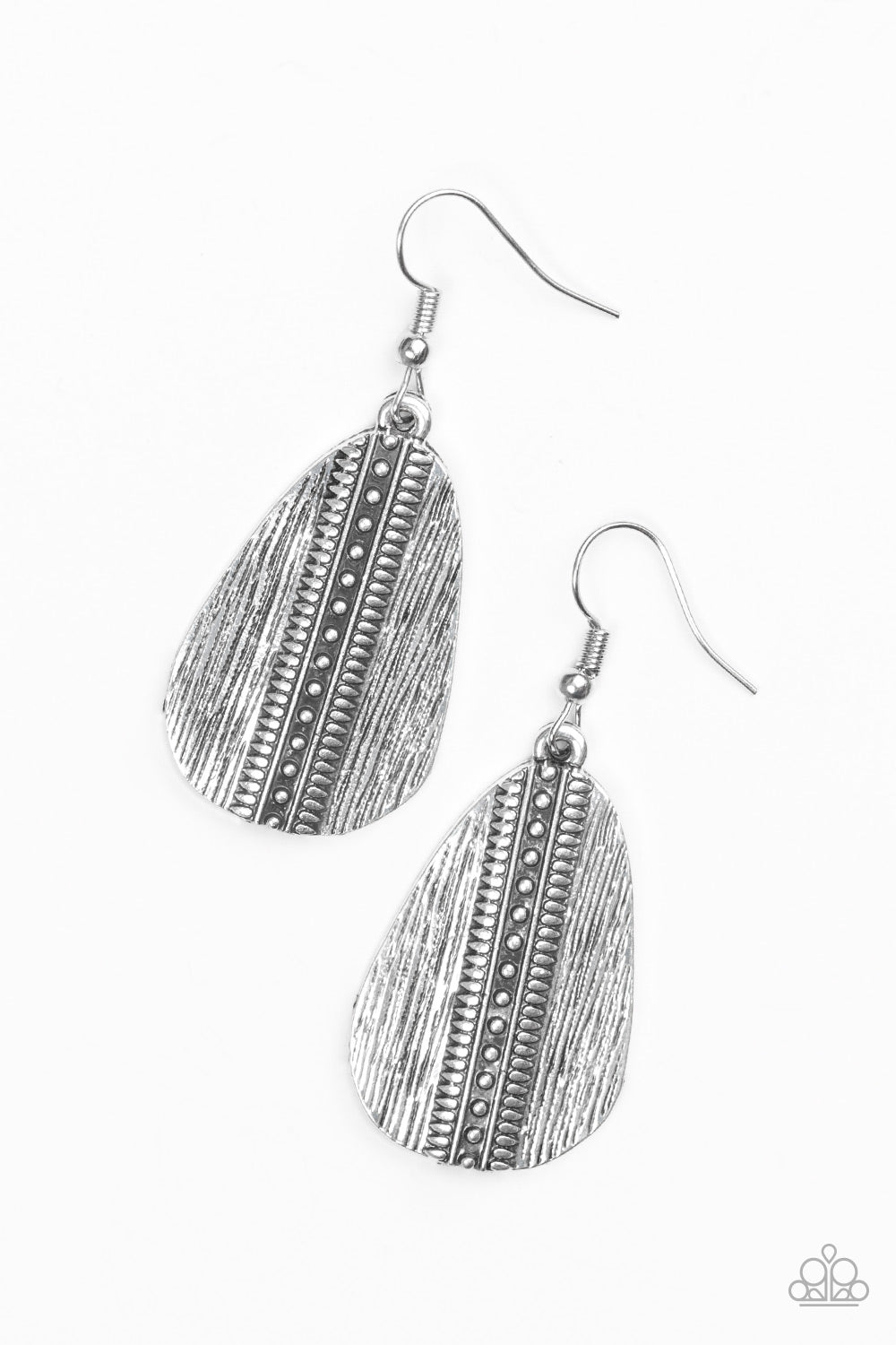Paparazzi Double The Texture Silver Earrings