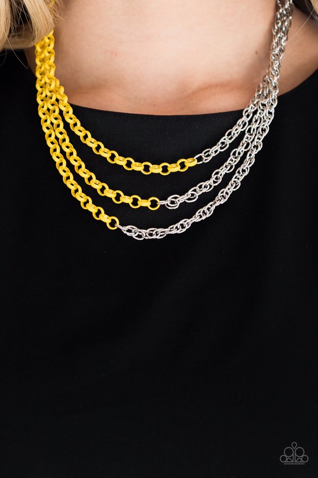 Paparazzi Turn Up The Volume Yellow Necklace